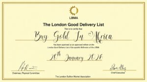 LBMA compliance certificate