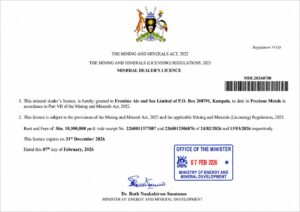 Mineral Dealer's Licence (MDL) certificate